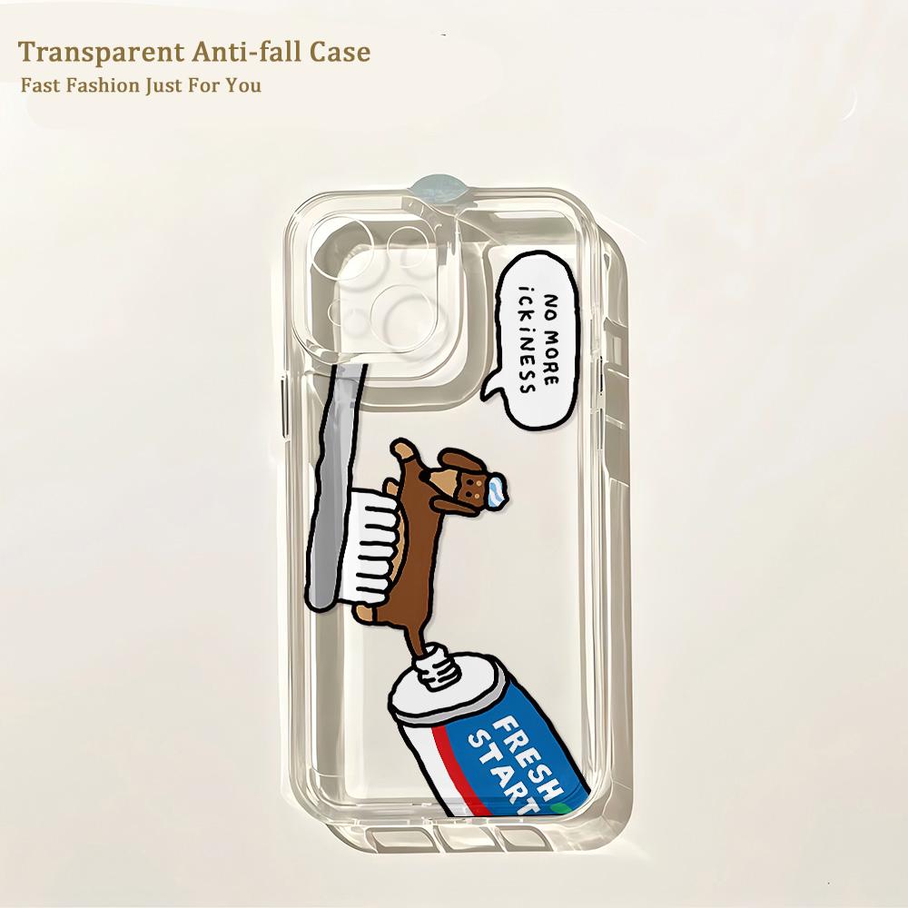 Cute Cartoon Dinosaur Phone Case for IPhone 17 16 16e 15 14 13 12 11 Mini Pro Max X XR XSMax 7 8 Air Plus Transparent Back Cover