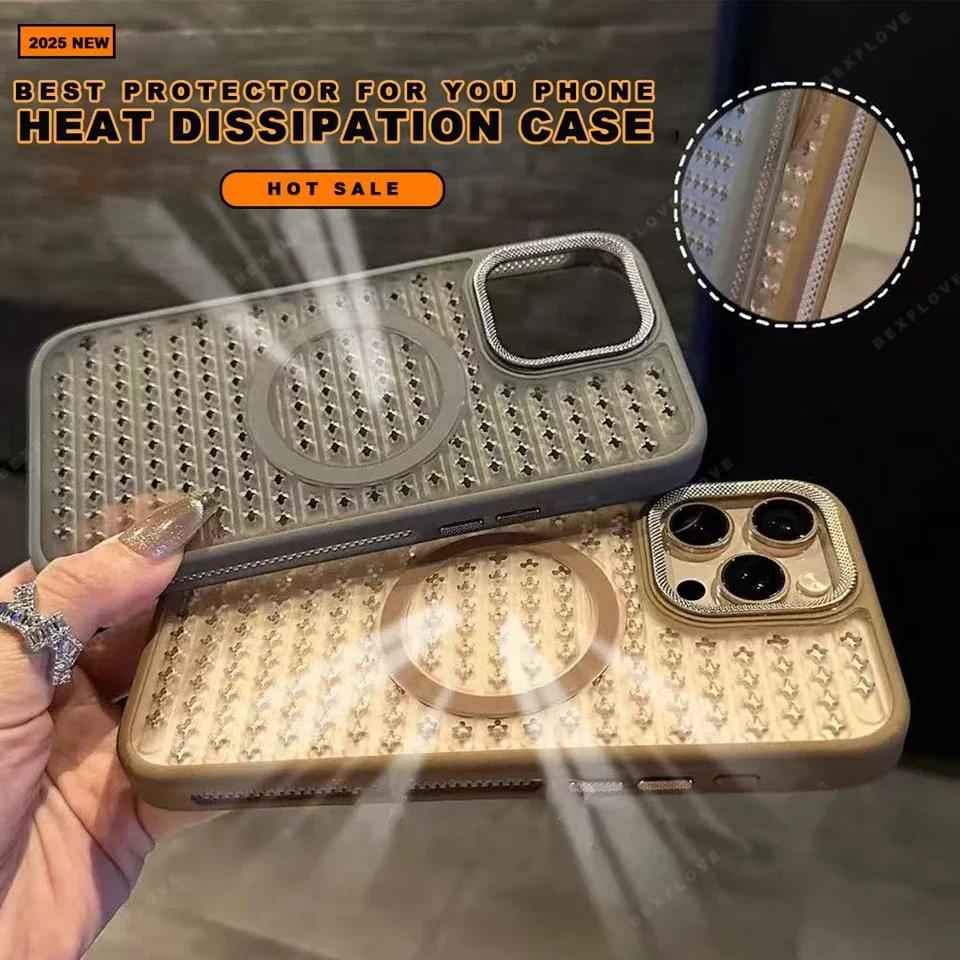 

Honeycomb Matte Heat Dissipation Magnetic Phone Case for iPhone 14 15 16 Plus 11 12 13 16 Pro Max Magsafe Hard Protector Cover For iPhone 16Plus