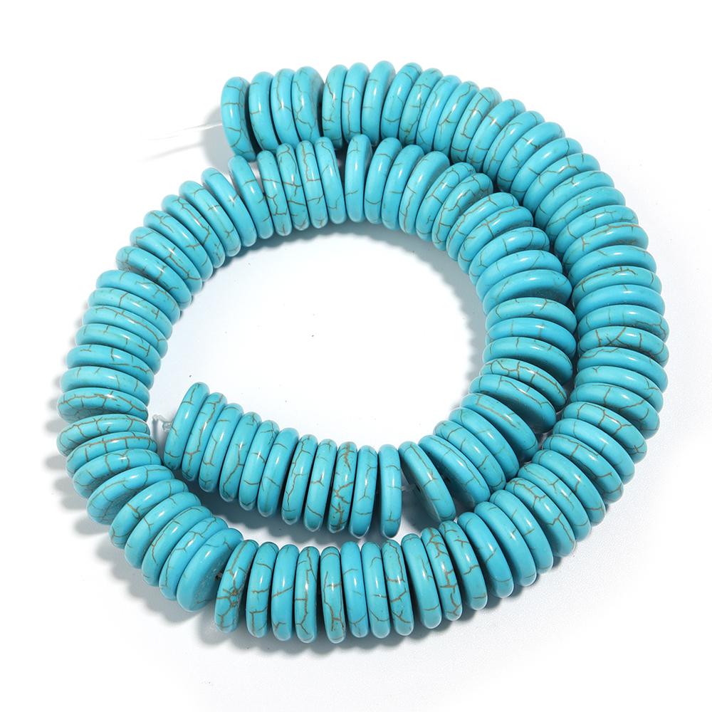 1 Strand Natural Stone Spacer Beads Flat Round Turquoise Bead Loose Beads for Jewelry Making DIY Bracelet Necklaces Accessories