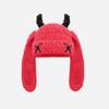Japanese Popular Funny Devil Corner Crochet Knitted Beanie Hat Handmade Cute Long Ear Warm Cover Warm Wool Hat Spot