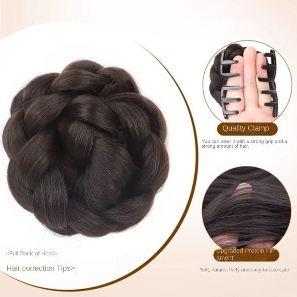 Fake Hair Flower Bun Head Wig Hair Extensions Claw Hair Bun Bridal Donut Chignon Women