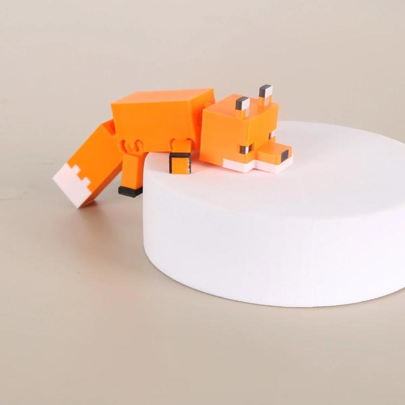 1 PZ Volpe Pixel Pollo Animali Giocattoli Articolazioni Mobili Giocattoli Fidget Statuetta Decorazioni Scrivania Auto Casa Statua Regali