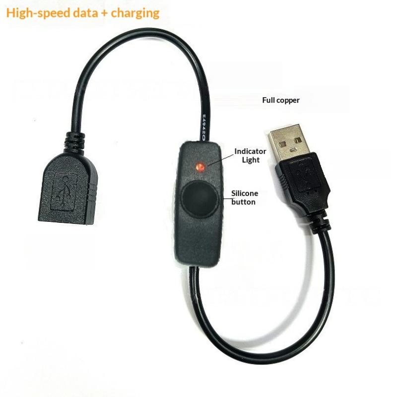 1Pcs Usb Extension Cable With On Off Switch Led Indicator For Raspberry Pi Pc Usb Fan Led Lamp Data Sync Usb 2.0 Extender Cord