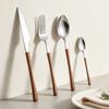 4Pcs Dinnerware Set Stainless Steel Imitation Wooden Handle Clamp Western Knife Fork Spoon Cutlery Tableware Silverware