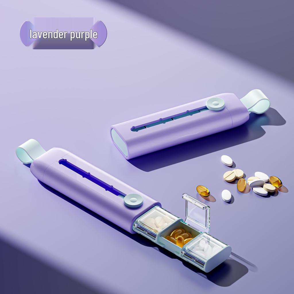 Portable Three-Compartment Sliding Medicine Box with Lid - Moisture-Proof and Sealed for Medication Storage