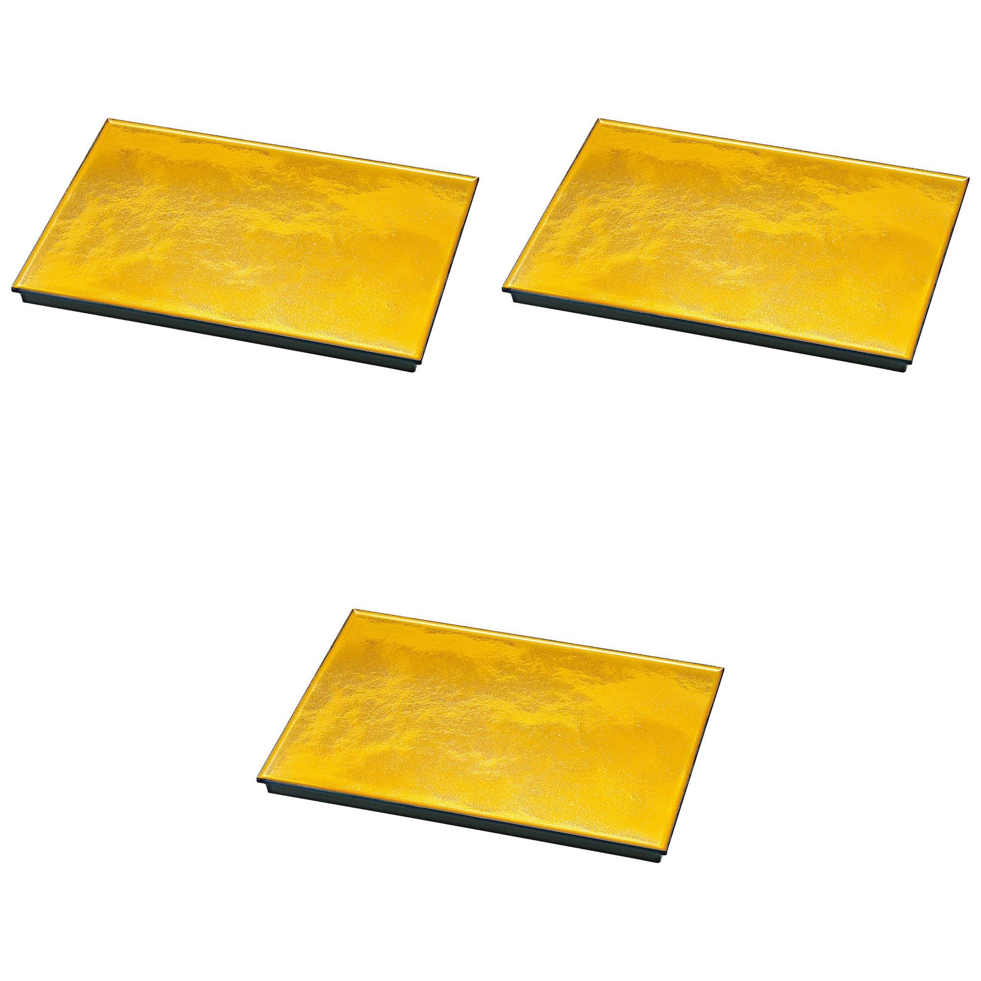 

Set of 3 Long rectangular flat gold cloud 25cm Resin serving ABS Setomonohonpo [A] plate, [24.9×17.9×1.4cm] dish, resin,