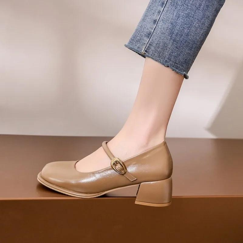 Zapatos Mary Jane para mujer, estilo británico, primavera otoño