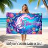 Axolotl Theme Quick Dry Beach Towel Custom Name Text Print Large Sand Resistant Towel Beach Vacation