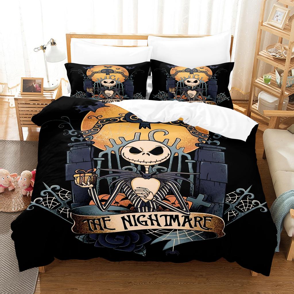 Animation Cartoon Digital Printing Bedding Christmas Eve Fright Polyester Cotton Microfiber Duvet Set Three-Piece Set