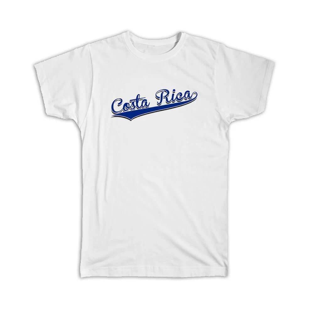 Gift T-Shirt : Costa Rica Flag College Script Calligraphy Country Rican L