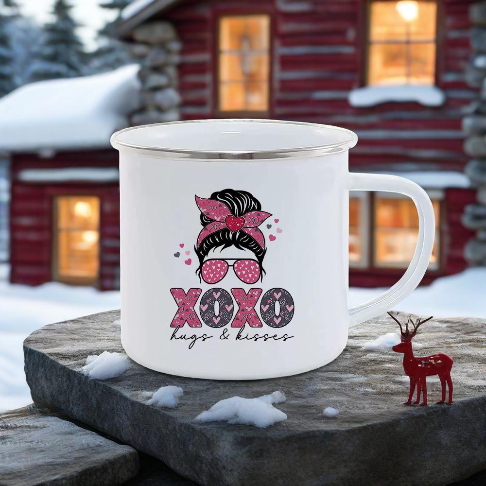 Valentine Gift Coffee Mugs For Couples Holiday Present Drinkware Breakfast Cup Pink Enamel Mug Love Milk Cups Romantic Funny Tea
