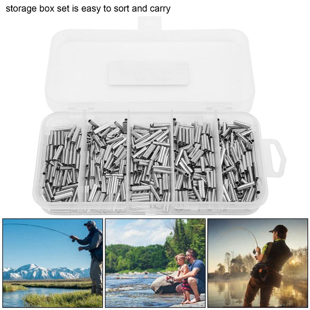 500PCS Length 1cm Fishing Line Connectors Copper Fishing Crimp Sleeve Kit  for Fishing Line
