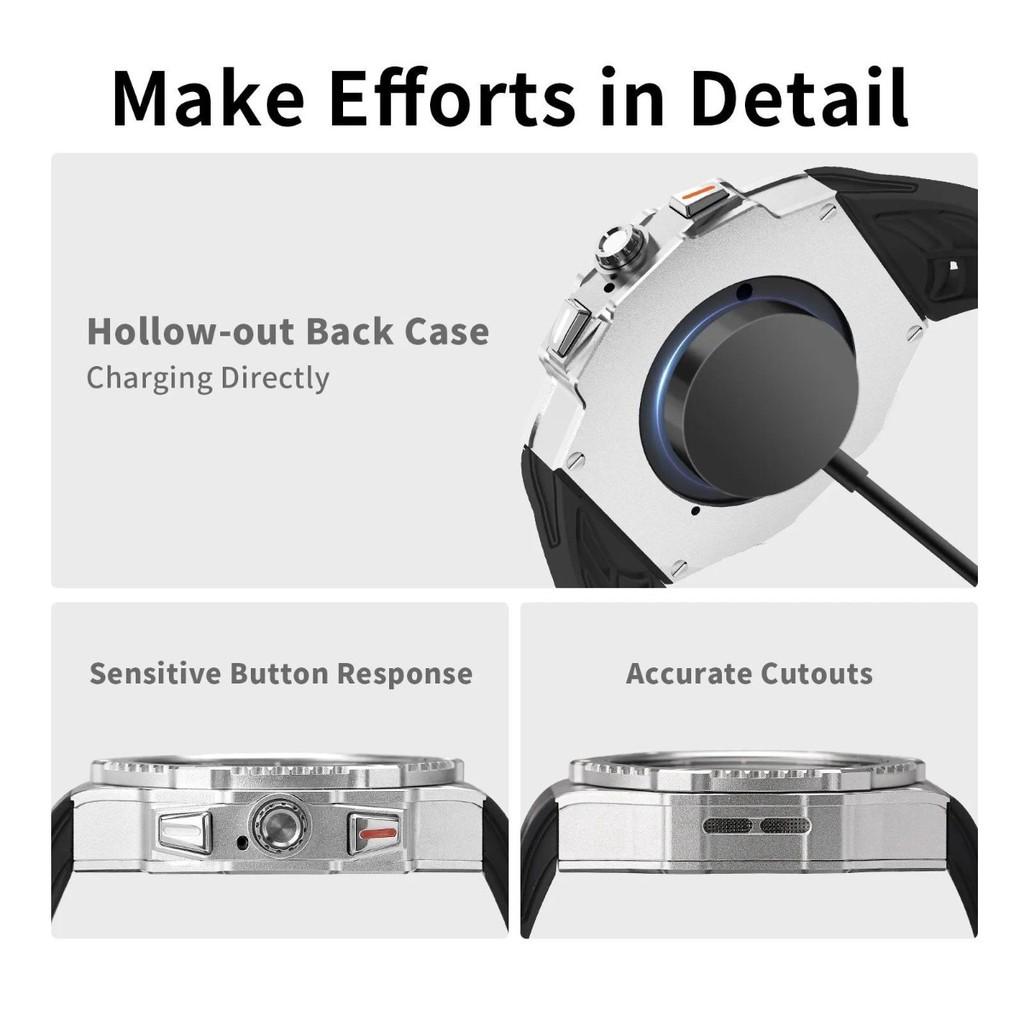 Luxury Mod Kit Alloy Metal Case For Samsung Watch 8 Classic 46mm Rubber Band For Galaxy Watch 8 Classic 46mm Kit Accessories