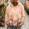 Women's Floral Print Long Sleeve Hoodie with Pocket and Casual Pullover Sweatshirt