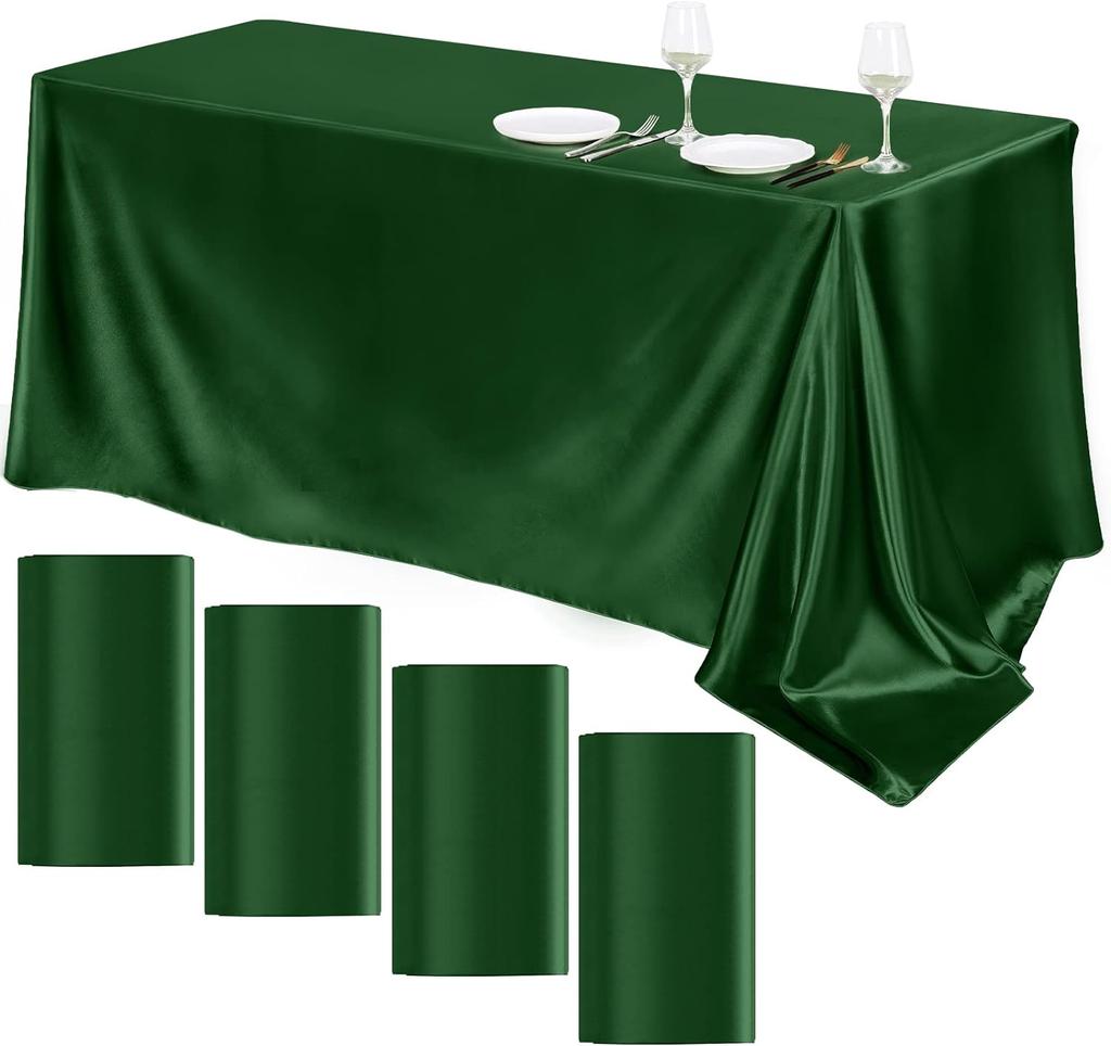 4 Packs Satin Tablecloth Overlay Table Cover Rectangle Bright Smooth Fabric Table Decoration for Wedding Banquet Party Events