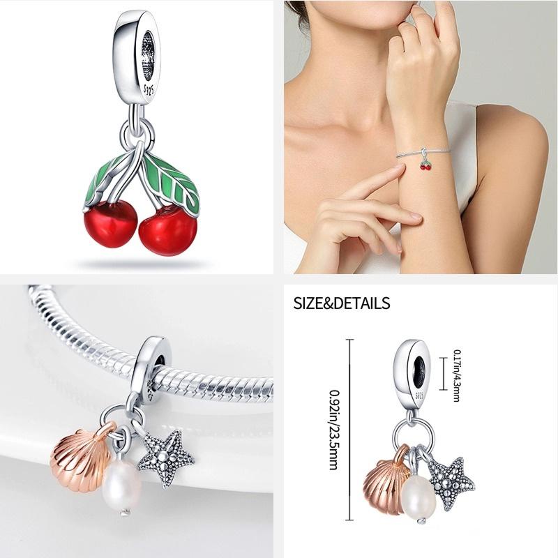 Universalcopper Pendant Suitable For Pan Charm Bracelet Red Series Beads Exquisite Jewelry Party Festival Gift