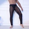 Sexy Men Mesh See Through Tight Pencil Pants Fashion Club Pants Transparent Men'S Pyjama Trouser Sleep Pant Black Home Wear