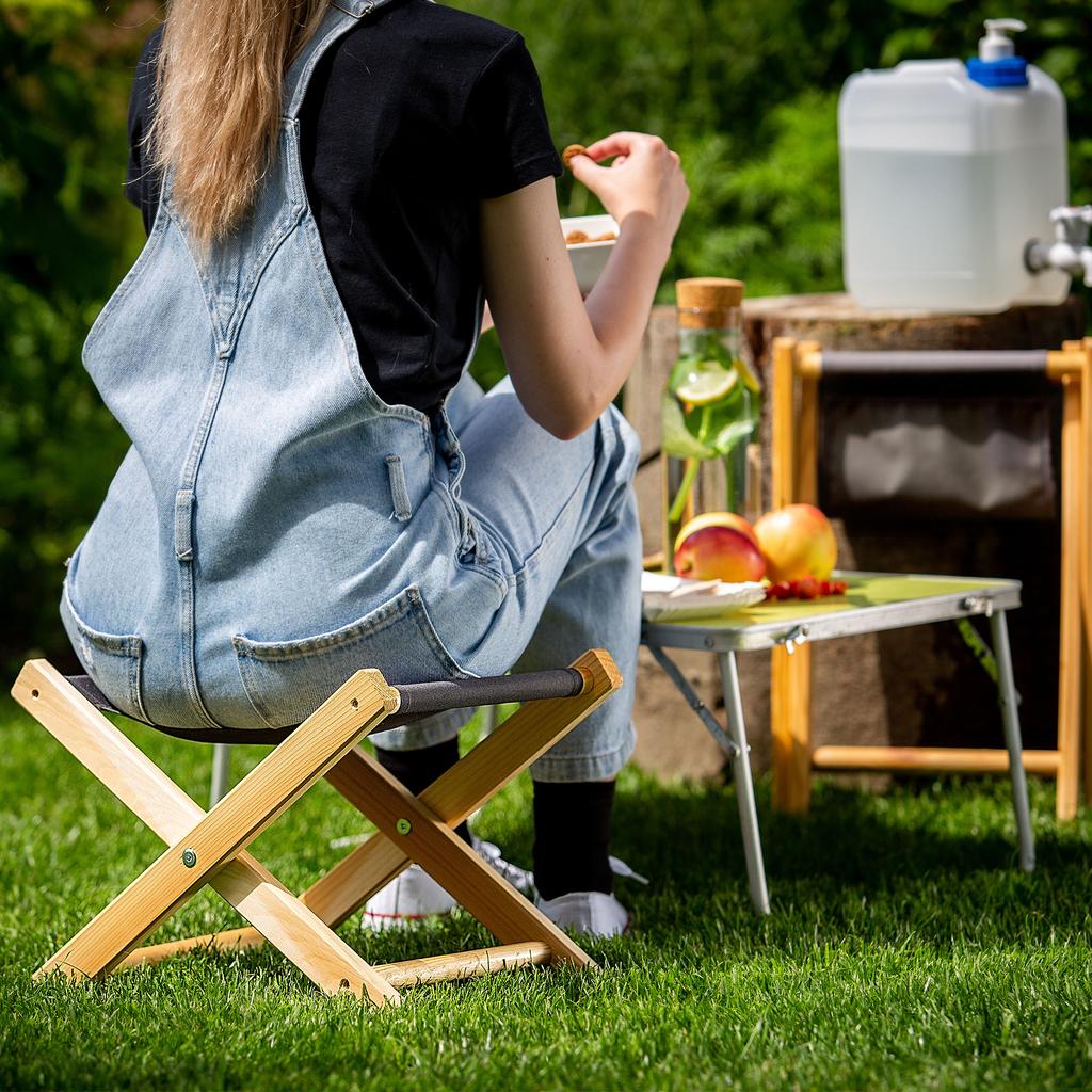 KADAX Skládací dřevěná stolička 40x31cm Zahradní Pro zahradu Domácí Sedátko