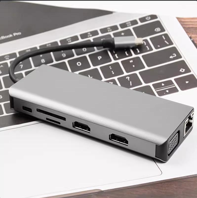 12-in-1 USB-C Docking Station with Dual 4K HDMI, Network Port, for Laptops