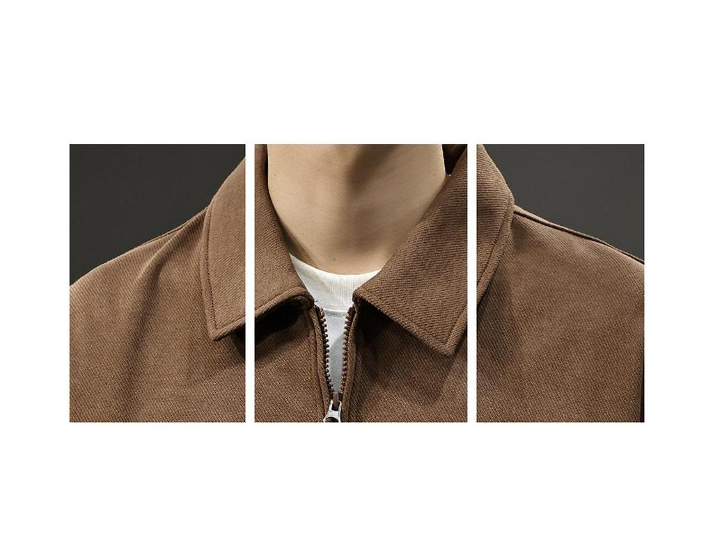 Men's Autumn Retro Lapel Hoodie - Trendy Loose-Fit Casual Knit Top, Long Sleeve Polo Style.