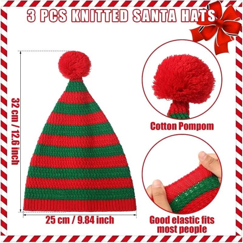 Cozy Autumn Winter Knitted Christmas Hat Unisex Long Tail Pom Pom Wizard Style Warm Beanie for Holiday Party Christmas Decor