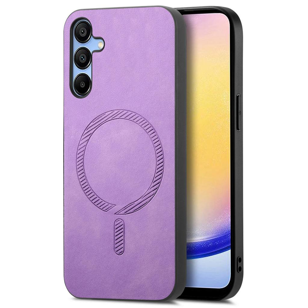 For Samsung Galaxy A25 5G (Global) (161.0 X 76.5 X 8.3mm) Leather Back Case Compatible with MagSafe Skin-touch Phone Cover