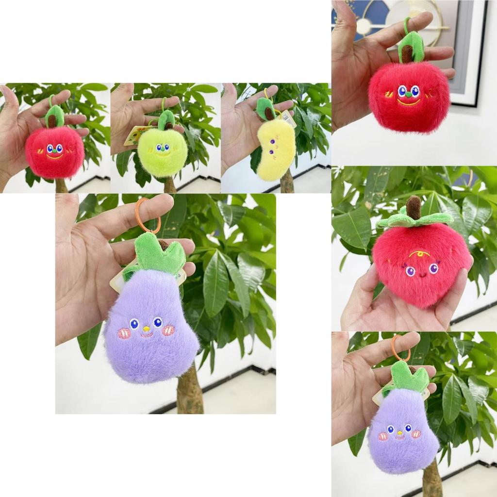 Adorable Plush Fruit Toy Collection Including Watermelon Apple And Strawberry Doll Keychain