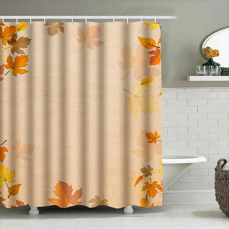 Colorful Maple Shower Curtain Waterproof Fabric Decorative Bath Rug Set Autumn Leaves Printed Bathroom Curtains for Home Decorat