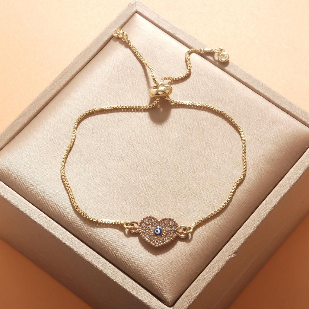 Verstellbares 8-förmiges Evil Eye Herzarmband für Damen - Europäische & Amerikanische Mode, Südostasiatischer Einfluss