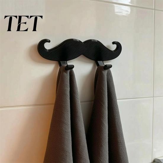 Adhesive Wall Hooks for Bathroom 3D Printed Beard Shaped Hook, Self?Adhesive Creative Decorative Hanger Key Towel, Fun Storage Organizer Home Decor