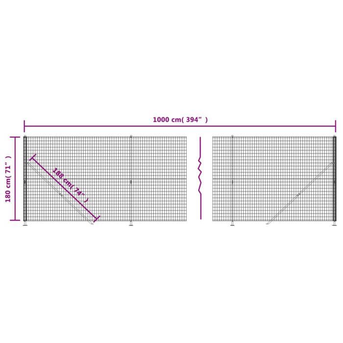 VidaXL Clôture en Treillis Métallique avec Bride, Panneau de Clôture Décoratif, Barrière de Protection Jardin Patio 154149
