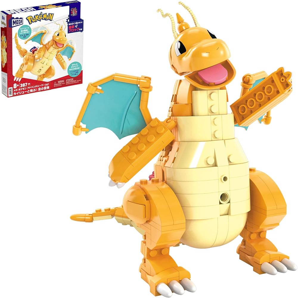 Mattel Mega Pokmon Adventure World Dragonite Flying Set 387 Pieces Building Blocks for Ages 8 and Up