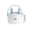 Easter Bunny Storage Basket Woven Cotton Rope Container Handled Bin For Egg Hunt For Boys Girls Candy Toys Snacks Party