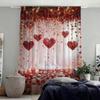 Valentine Day Decorative Curtain Heart Rose Flower Holiday Decoration Design Lightweight Breathable Semi Transparent Polyester Material Suitable