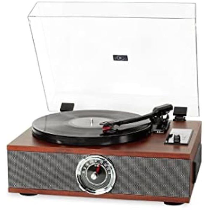 Platine Vinyle - Halterrego - All-in-One - Lecteur CD - Radio FM - Bluetooth - Tan