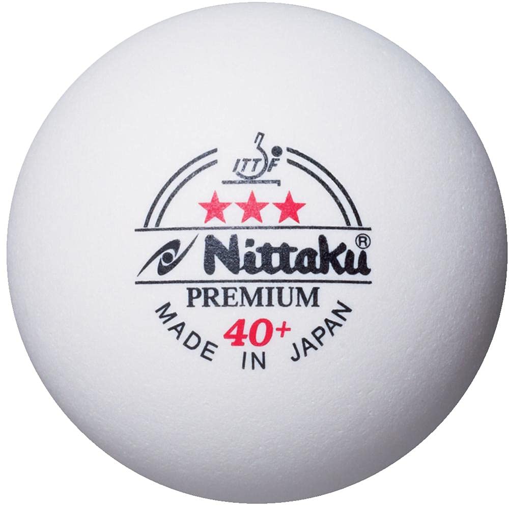 Nittaku Three Star Premium Stolní tenis Oficiálně licencovaný Pevný balíček 3 míčků, Plast, NB-1300, Bílý, 40 mm,