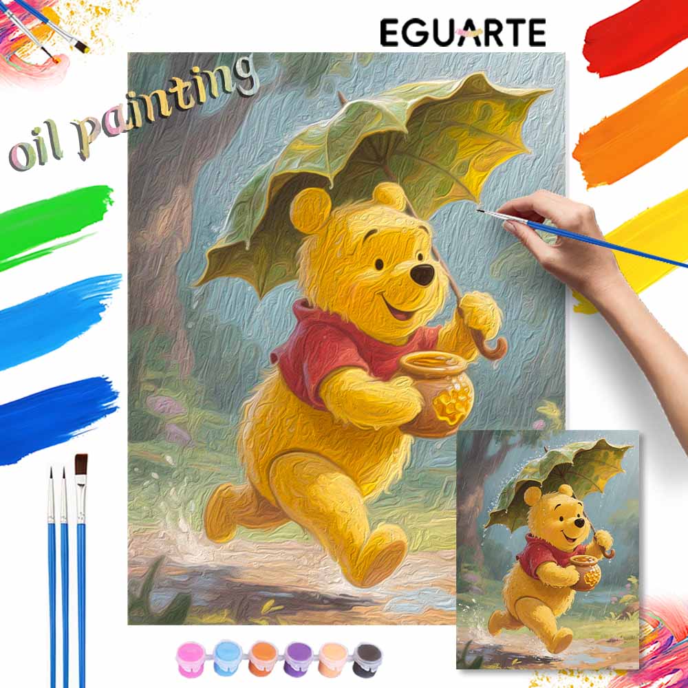 Disney Winnie the Pooh Rain Umbrella Honey Pot Digital Oil Painting Art Kit Hand Painted Home Decor