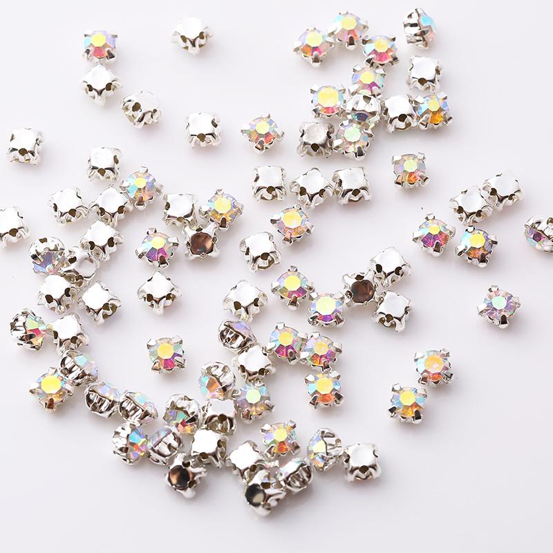 

Top Quality 3-6mm Claw Sew On Rhinestones Clear Crystal Color Sliver Base Sewing Stone DIY Decoration SS12 3MM 200PCS