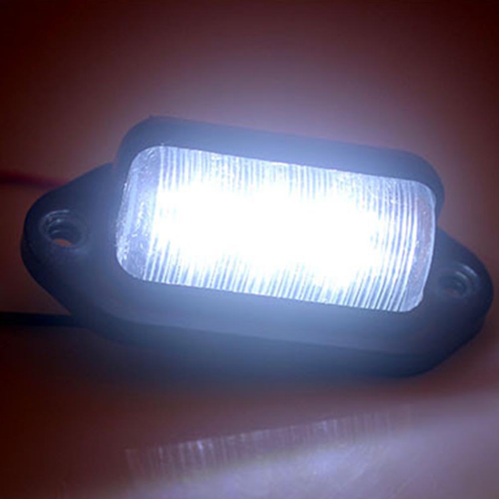 2pcs Car Truck License Plate Lights 12-24V 6 LED Universal Waterproof Truck Tail Light License Plate Lamp White Bulbs