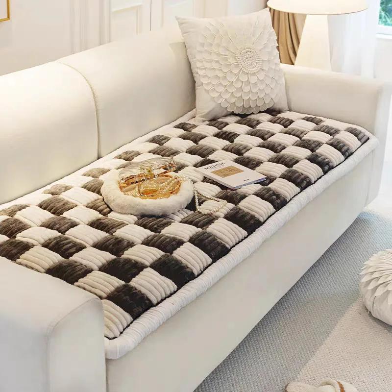 

Magic Sofa Cover Thicken Plaid Cream-Coloured Large Flannel Couch Cover Protective Pet Mat Bed for Garden Home Decor 45x45cm 1pc