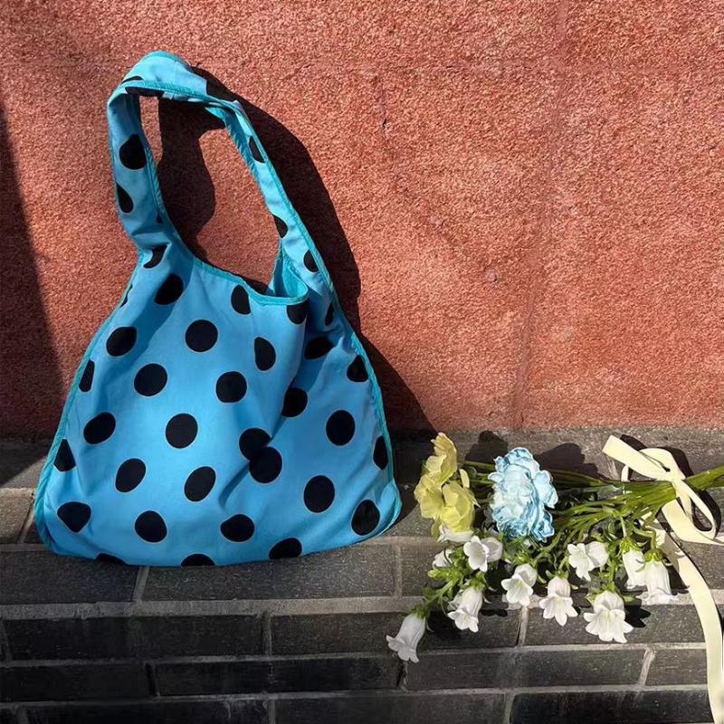 

Korean Sle Blue Polka Dot Round Arc Single Oulder Bag Versatile Multi-Way Carry Commuter Large Capaci Underarm Tote Bag синій