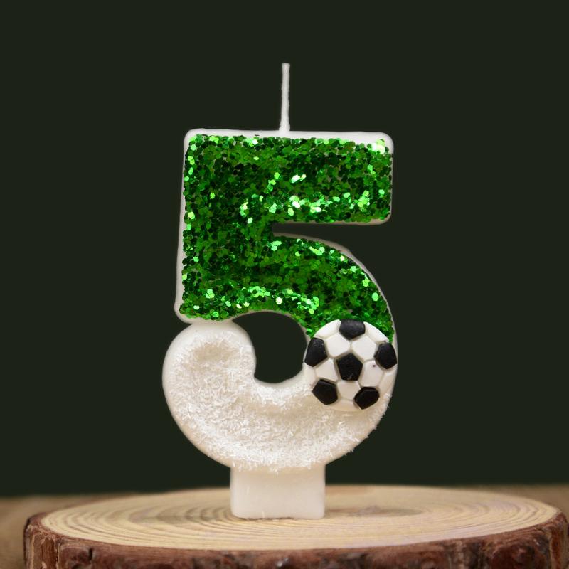 0-9 Numbers Football Cake Candle Kids Sports Theme Football Birthday Party Decoration Favors Cupcake Topper Cake Decor Supplies