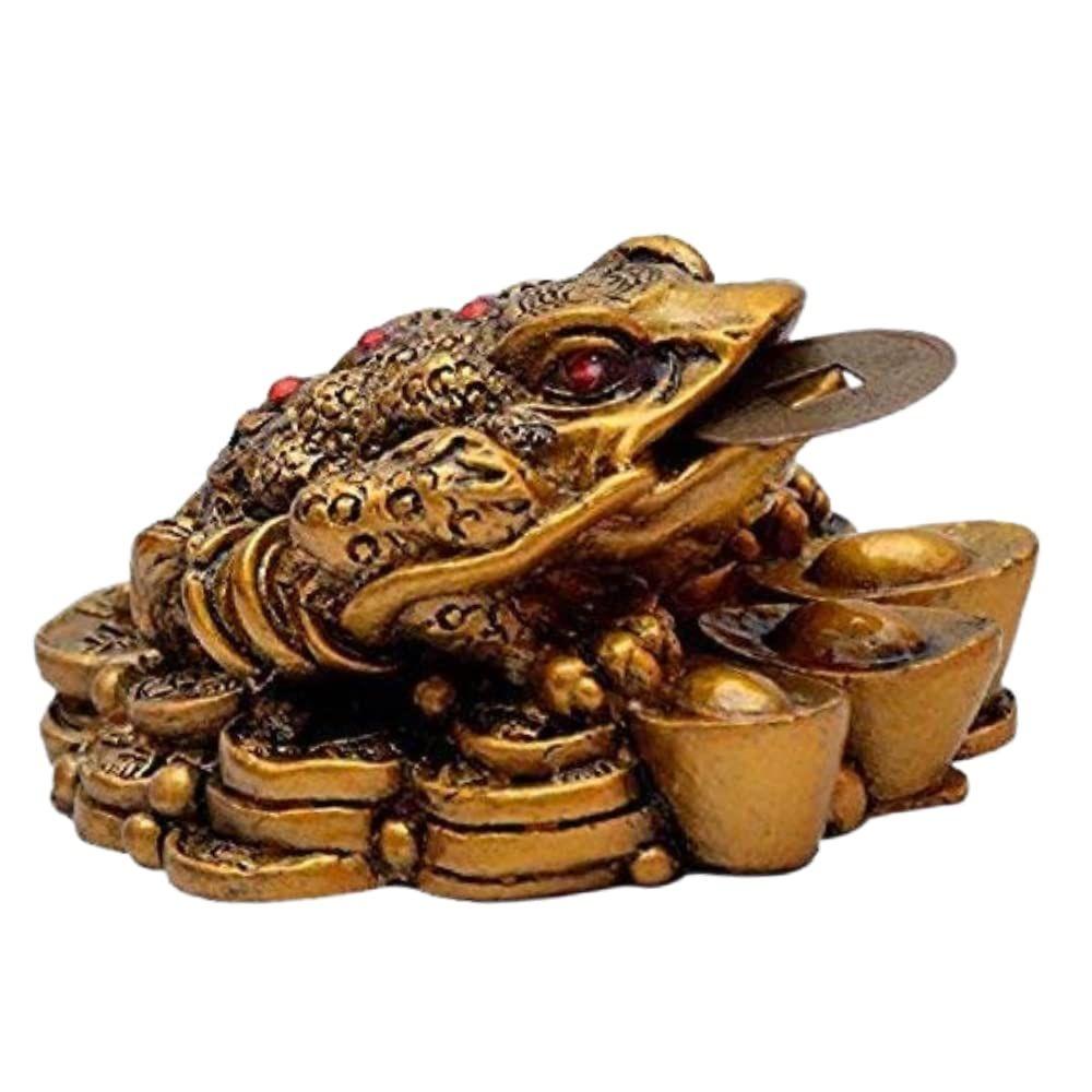 Money Frog with Coin Showpiece Polyresin Brass Color