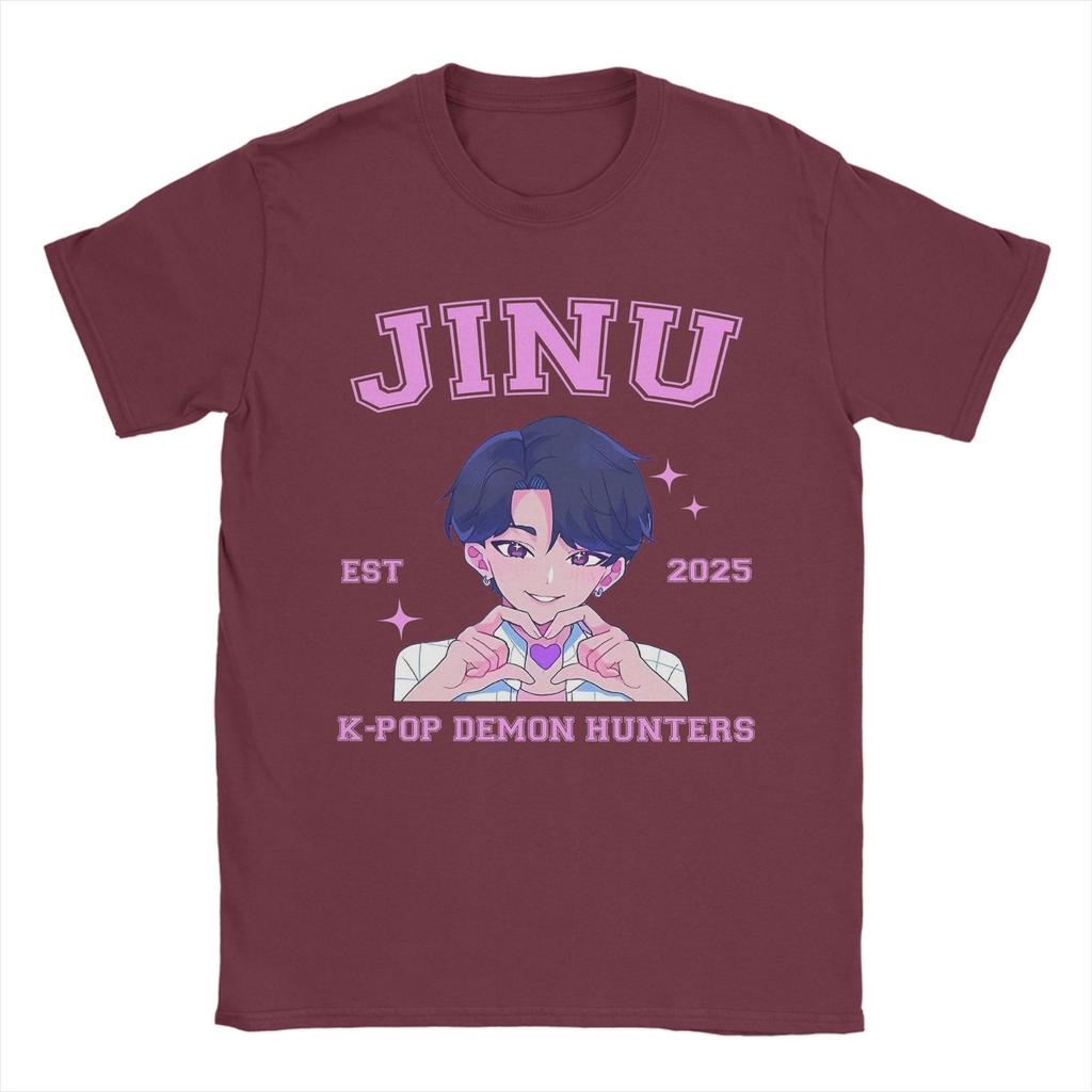 JINU Saja Boys Kpop Demon Hunters T-Shirt Men  Vintage Pure Cotton Tee Shirt O Neck Short Sleeve T Shirt Adult Tops