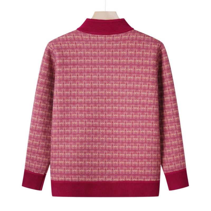 Grandma sweater fleece thickened knitted cardigan middle-aged autumn and winter female mother clothing elderly casual coat