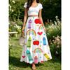 Women's Skirt with Cute Colorful Crayon, Apple Heart, and Rainbow Print