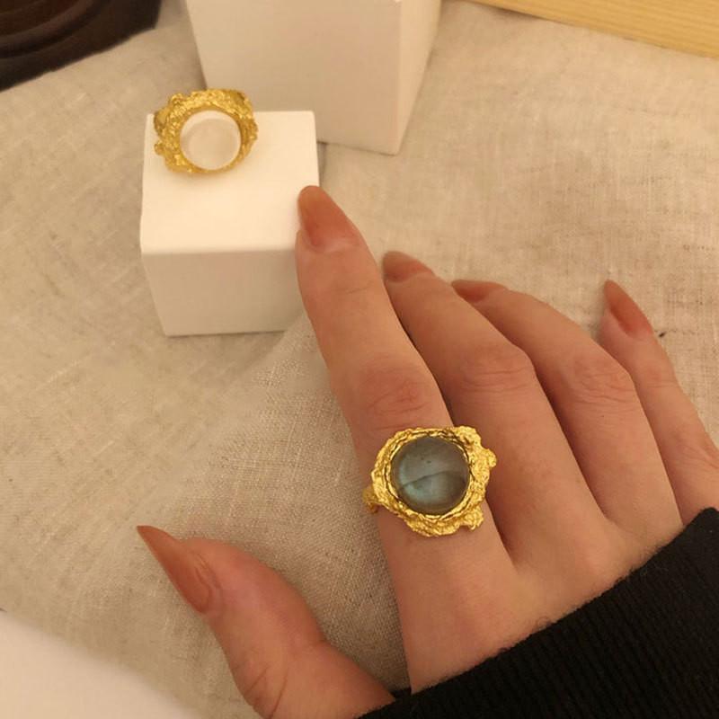 Elegant Style French 925 Silver Open Adjustable Ring With Unique Design Geometric