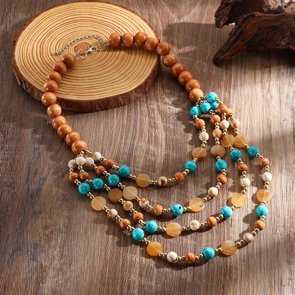 Bohemian Vintage Beaded Necklace With Multilayer Geometric Design For Womens Fashion