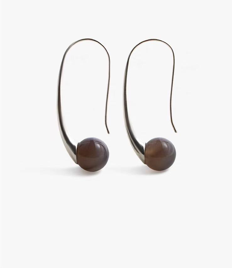 Elegant Agate Long Earrings with Unique Design - Simple, Versatile, and Luxurious Ear Hooks