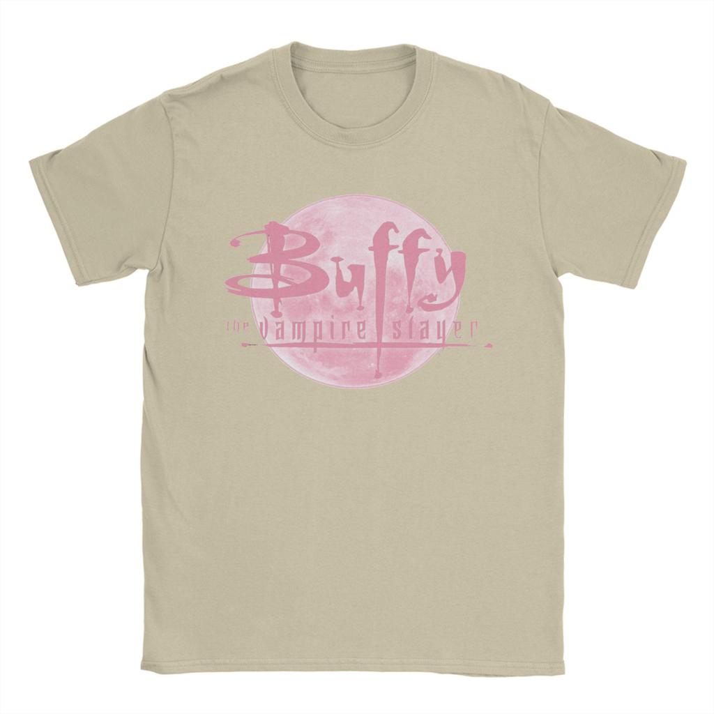 Pink Moon Men's T Shirt Buffys The Vampire Slayers Casual Tee Shirt Short Sleeve Round Neck T-Shirt Cotton Graphic Clothes